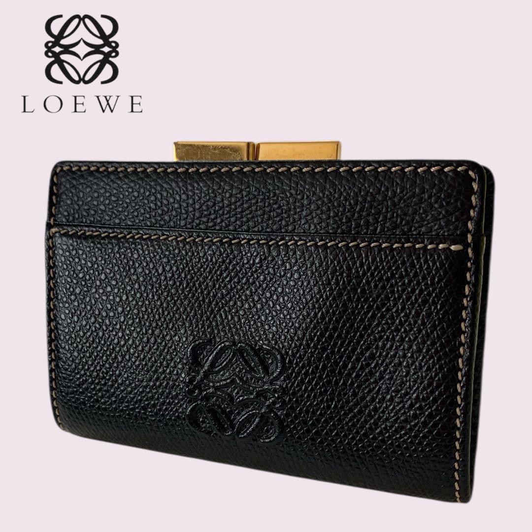 d*4様 LOEWE ロエベ ケース がま口 小銭入れ ブラック レザー