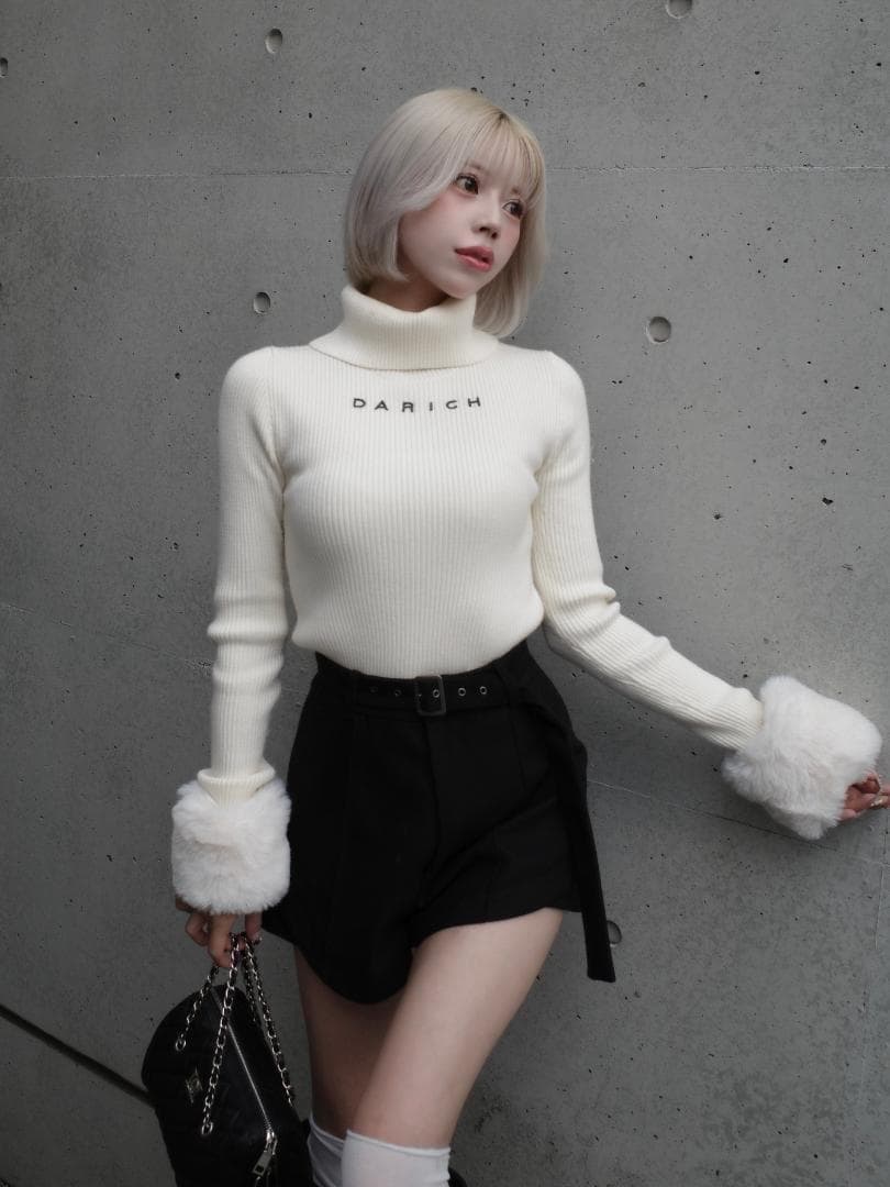 S 新品 入手困難 Darich サイドスリットハイウエストショートパンツ 黒