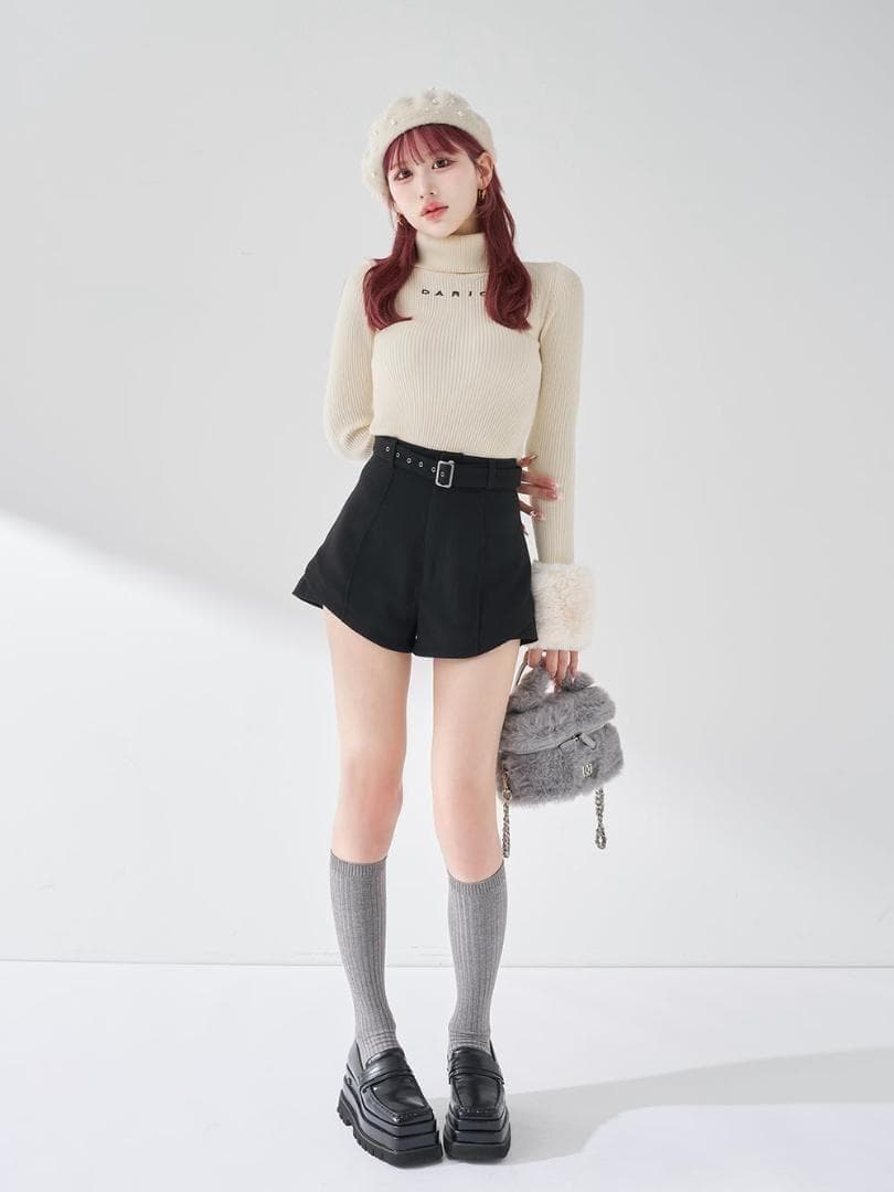 S 新品 入手困難 Darich サイドスリットハイウエストショートパンツ 黒