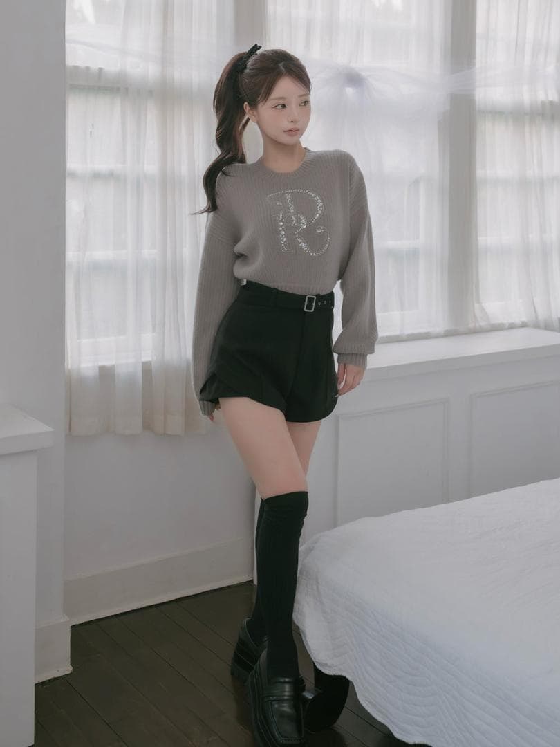 S 新品 入手困難 Darich サイドスリットハイウエストショートパンツ 黒