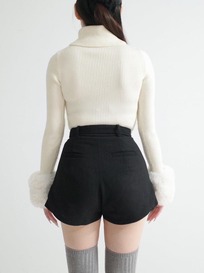 S 新品 入手困難 Darich サイドスリットハイウエストショートパンツ 黒