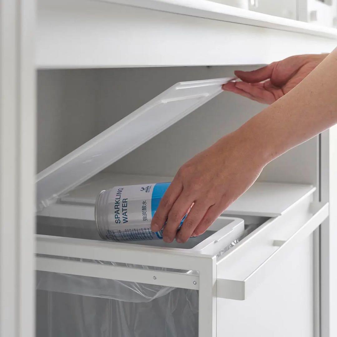 【組立済み、新品未使用】蓋付き目隠し分別ダストワゴン タワー 45L 2分別