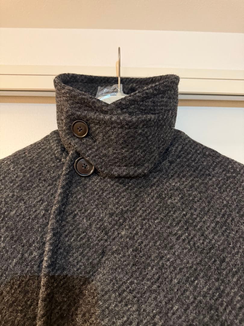 新品未使用タグ付 HERMESエルメス ウールコート 46 チャコールグレー