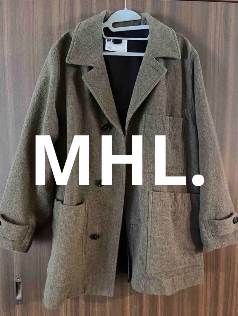 し*除様 美品☆ ウールセミロングジャケット MHL カーキ TEXTURED