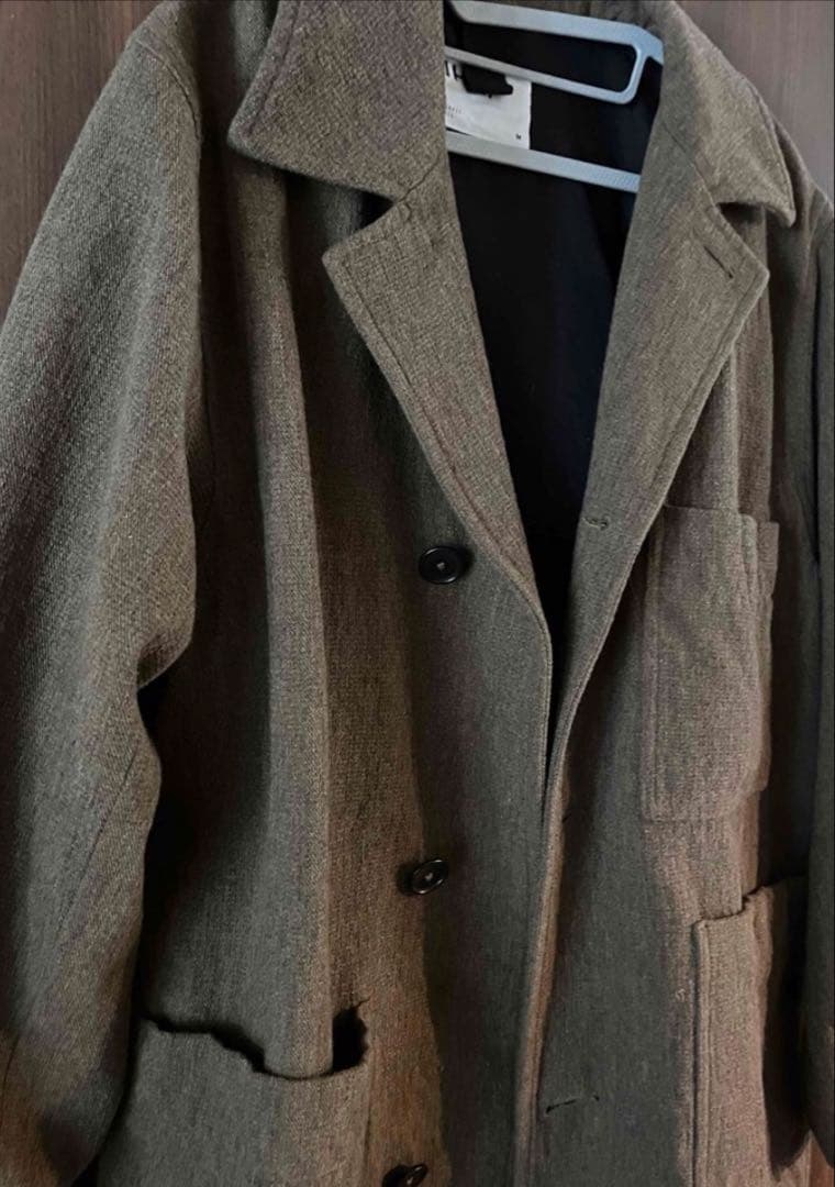 し*除様 美品☆ ウールセミロングジャケット MHL カーキ TEXTURED