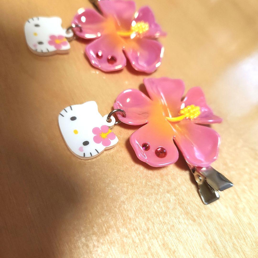 ハローキティ　ハイビスカス　ギャル　前髪クリップ　レア　平成コギャル　コギャル