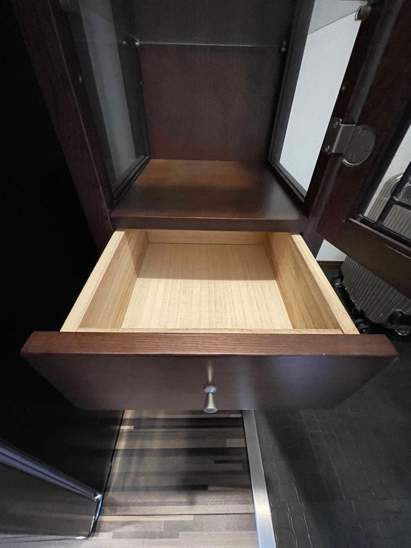 木製キャビネット ダークブラウン 3段引き出し