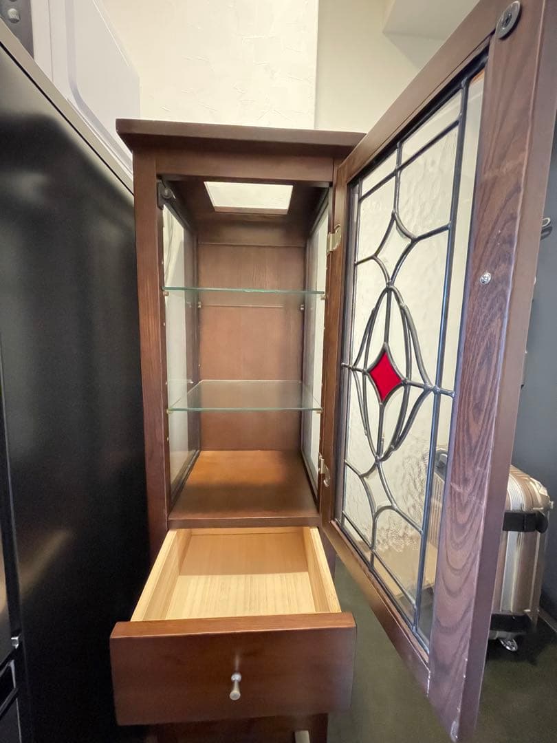 木製キャビネット ダークブラウン 3段引き出し