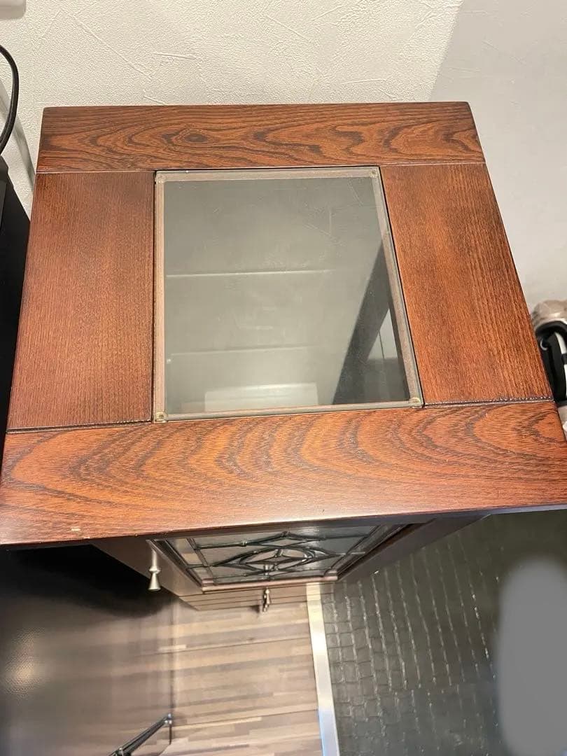 木製キャビネット ダークブラウン 3段引き出し