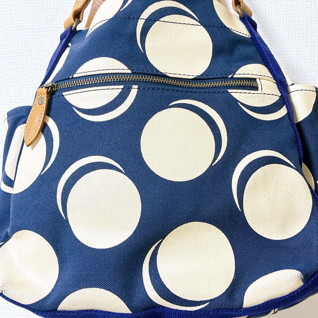 Dakota ビッグトートバックドット柄 ネイビー×ホワイト