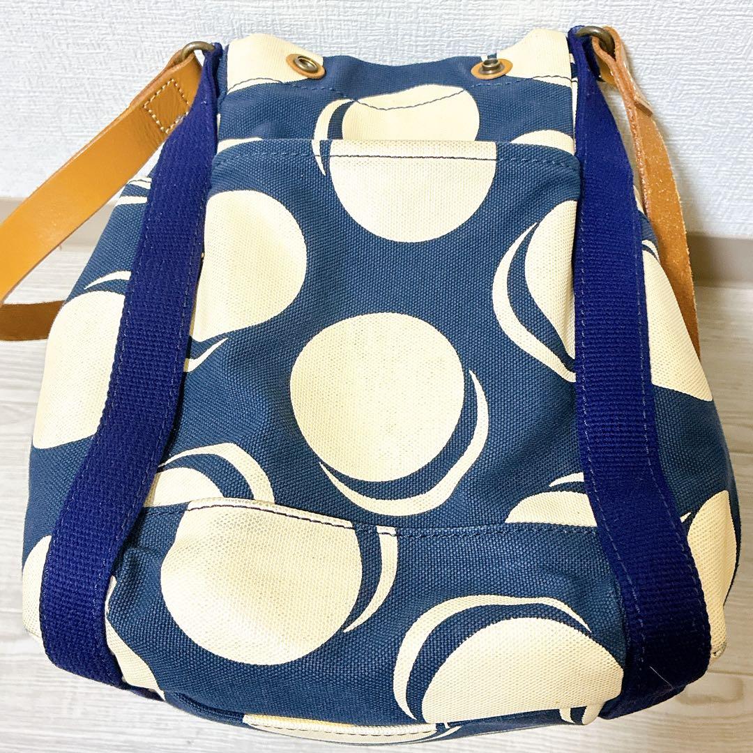 Dakota ビッグトートバックドット柄 ネイビー×ホワイト