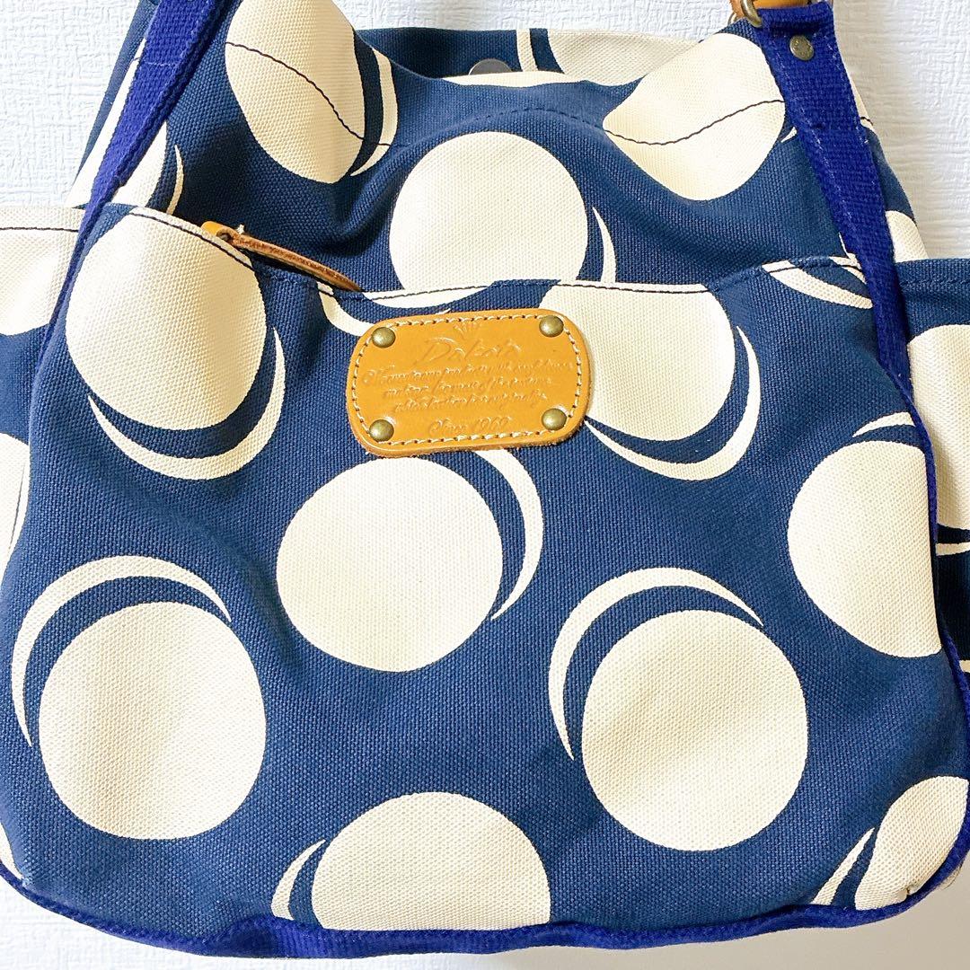 Dakota ビッグトートバックドット柄 ネイビー×ホワイト