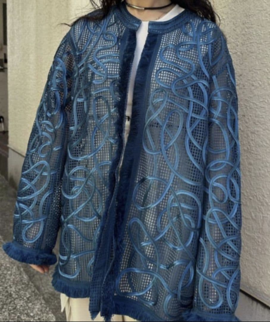 Ameri　MEDI TAPE EMBROIDERY MESH JACKET