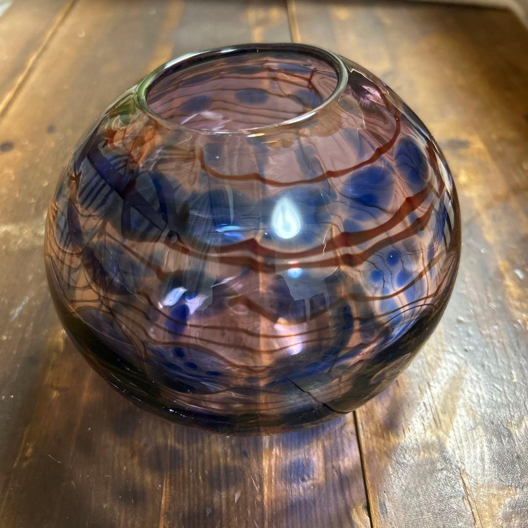 五*百様 作家　ガラス作家　花瓶　吹きガラス　　フラワーベース