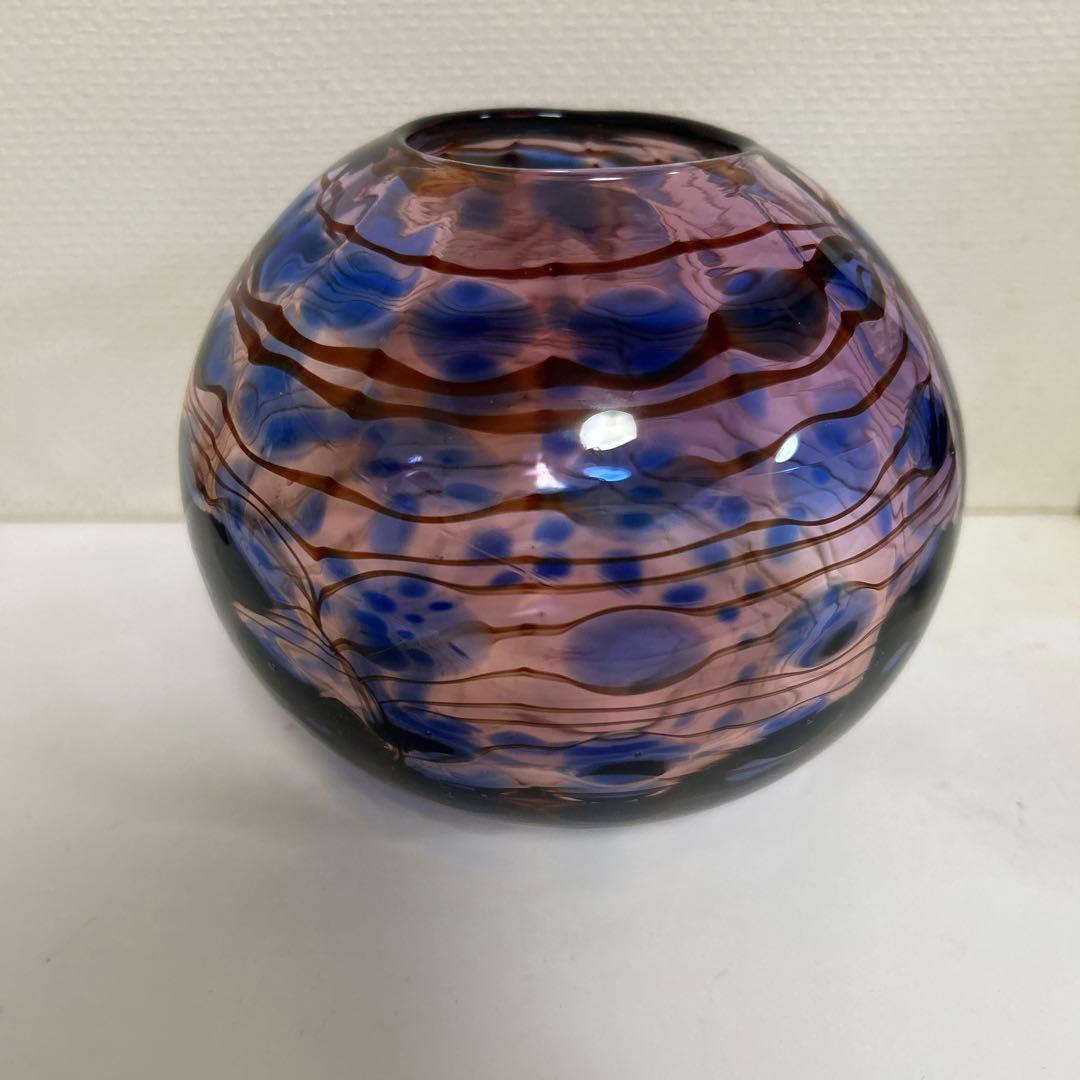 五*百様 作家　ガラス作家　花瓶　吹きガラス　　フラワーベース