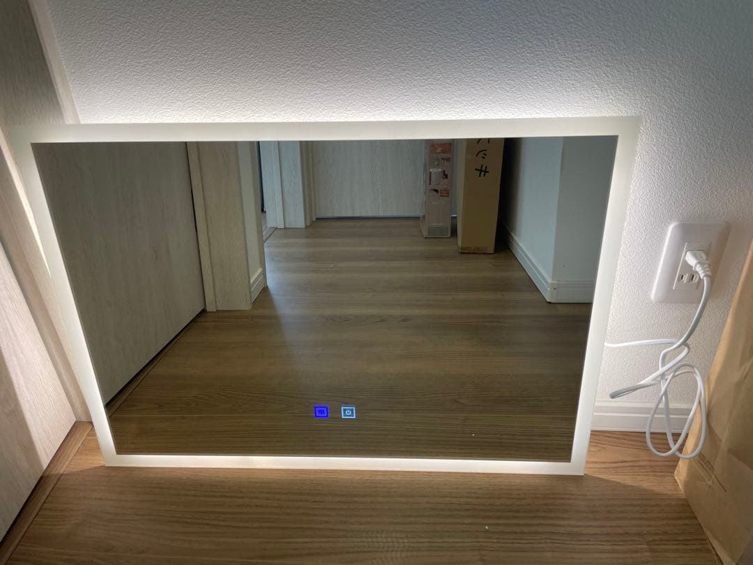 【タックのコン】LEDタッチセンサー付きミラー ホワイト50x70