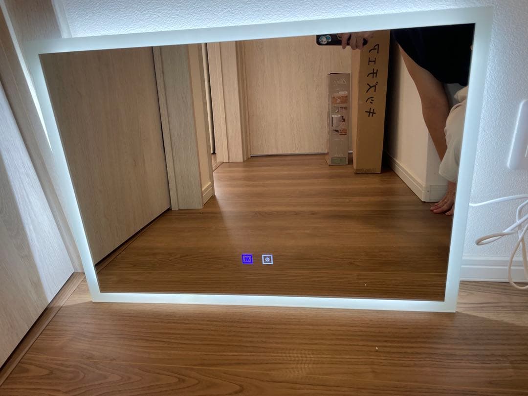 【タックのコン】LEDタッチセンサー付きミラー ホワイト50x70