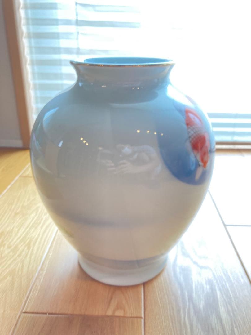 箱付き 深川製磁 オールド深川 錦鯉絵 花瓶