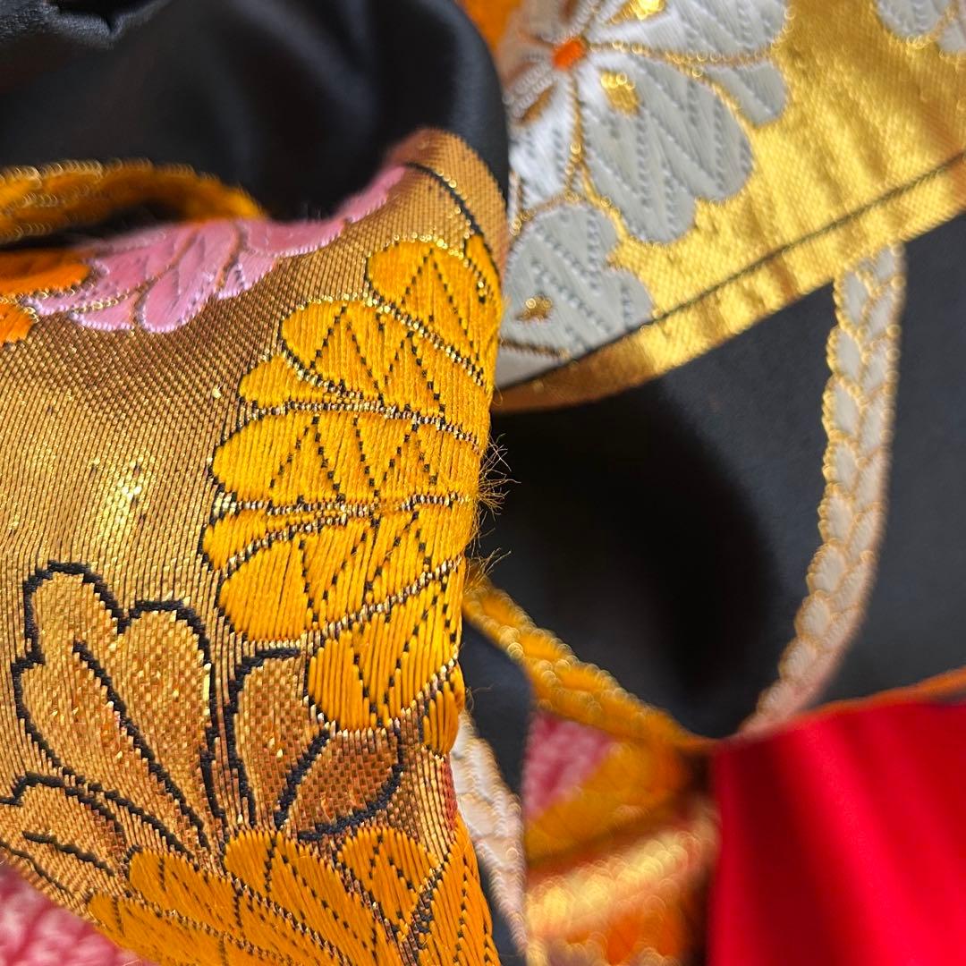 着物　七五三　7歳　女の子　13点　フルセット　赤色　御所車　四季草花　金彩