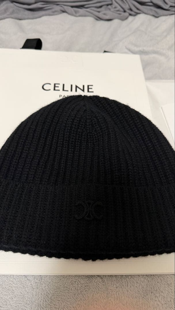 【本日特価】CELINEセリーヌ　トリオンフニット帽/スコティッシュカシミア