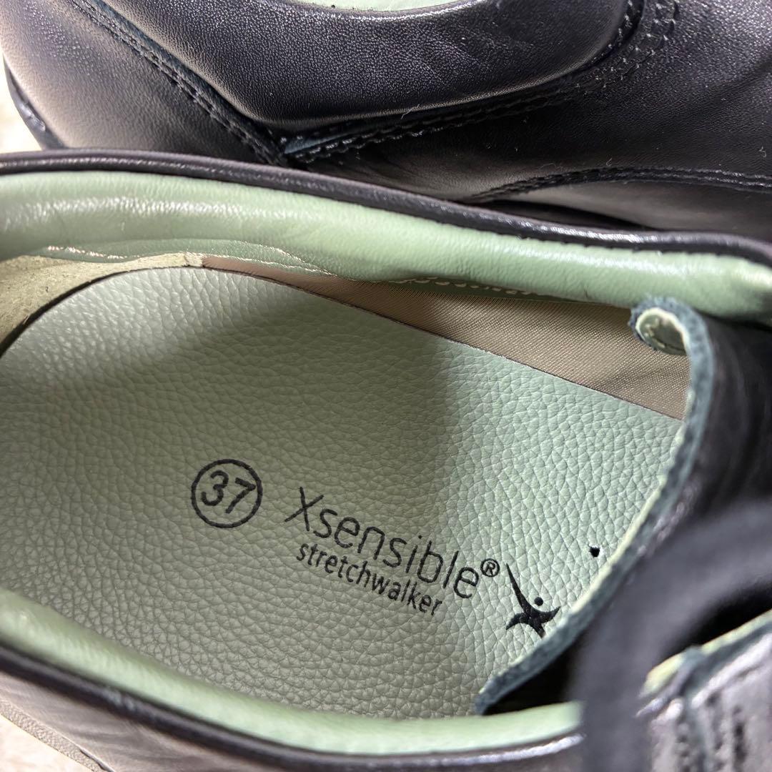 【Xsensible】 極美品　ストレッチウォーカー 37 黒　革　健康　綺麗