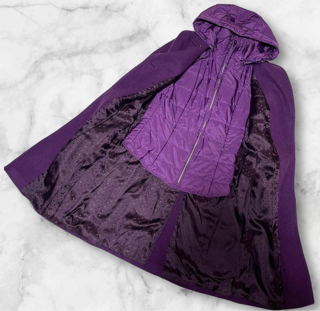 MaxMara　サイズ40　ロングチェスターコート　インナーダウン付 パープル