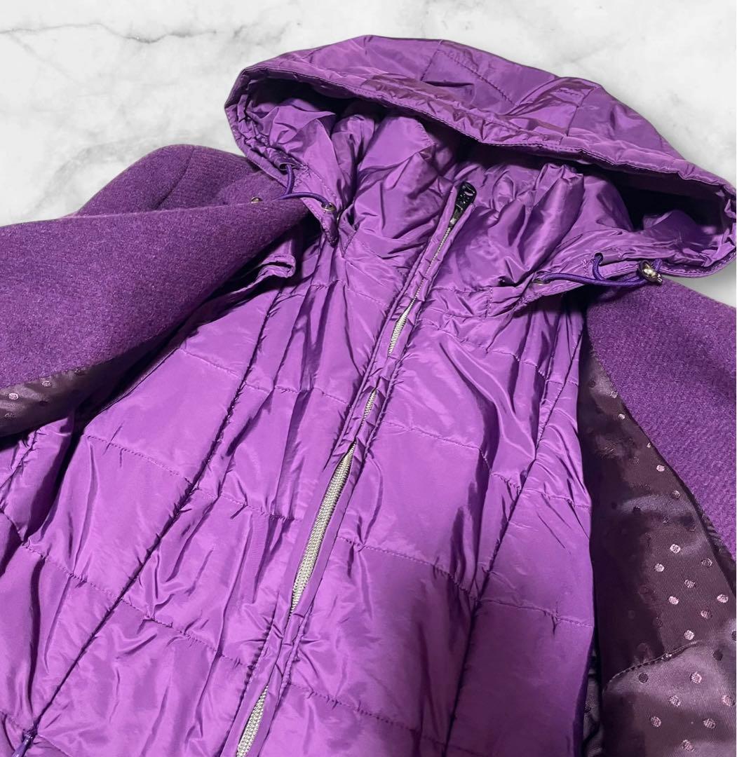 MaxMara　サイズ40　ロングチェスターコート　インナーダウン付 パープル