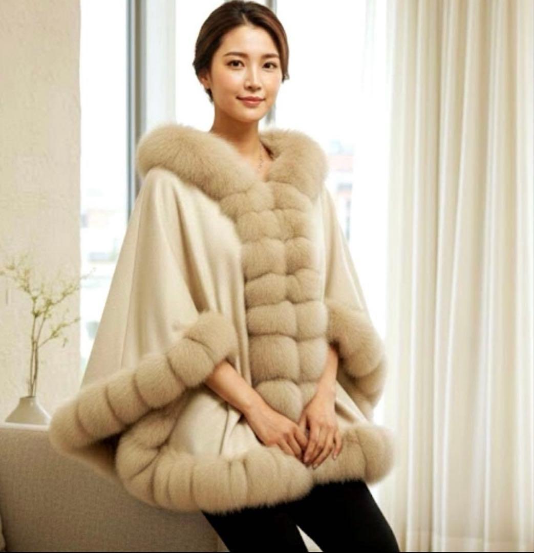 Xmasに！！SAGAフォックスファー M カシミア100% お値下げどうぞ〜