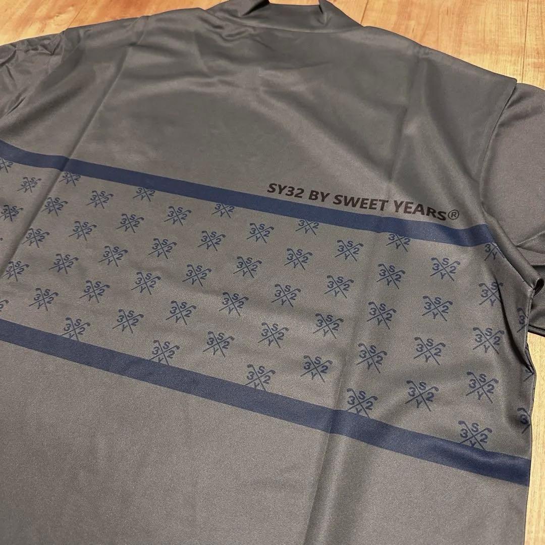 sy32 半袖　モックネック　チャコール　サイズL メンズ　半袖　シャツ　ゴルフ