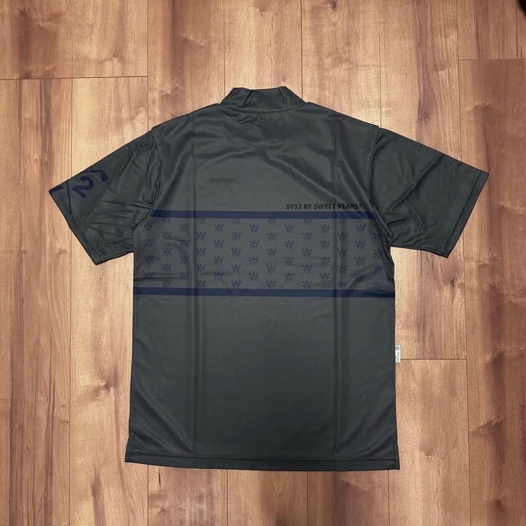 sy32 半袖　モックネック　チャコール　サイズL メンズ　半袖　シャツ　ゴルフ