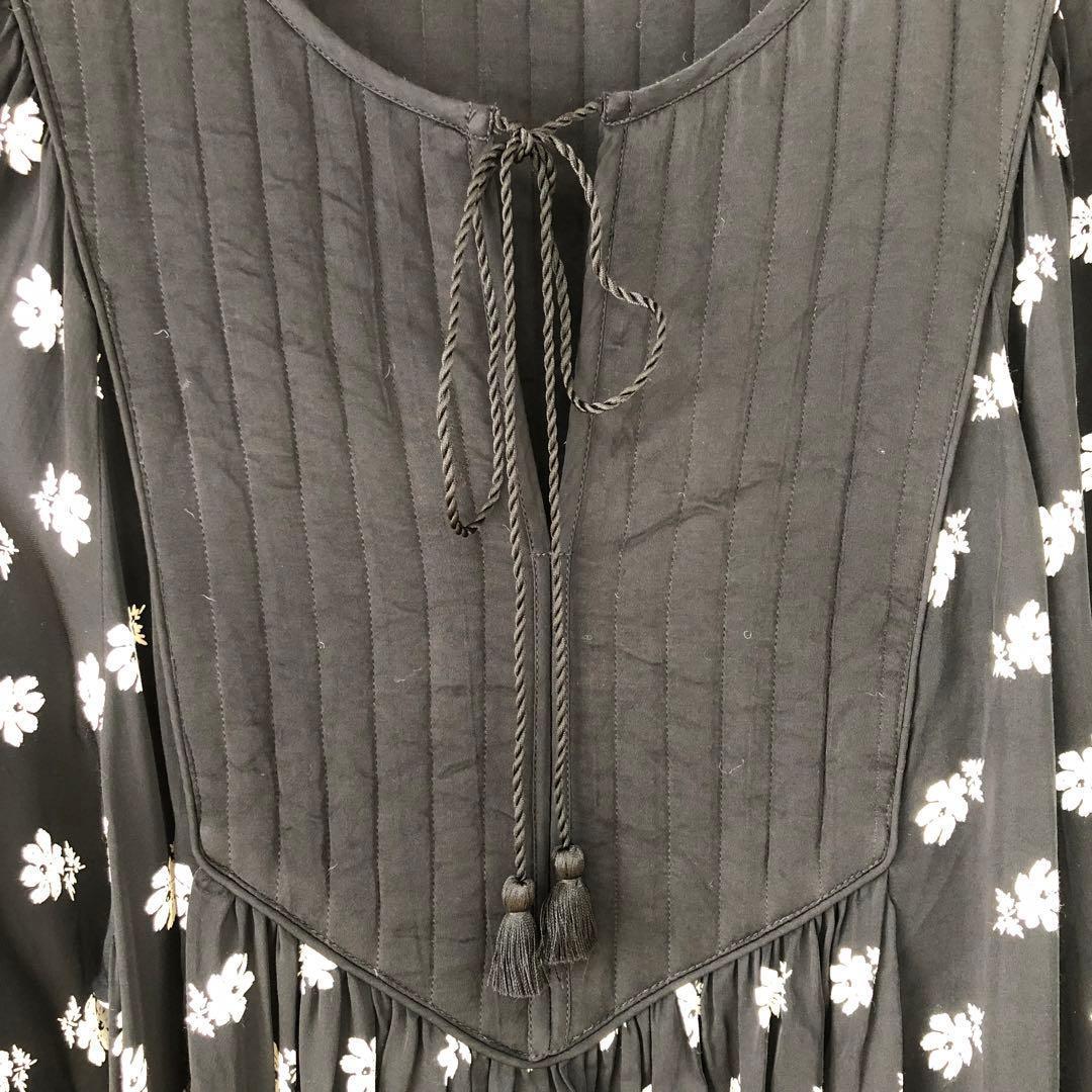 ne Quittez pas フラワープリント パネルドレス M ブラック