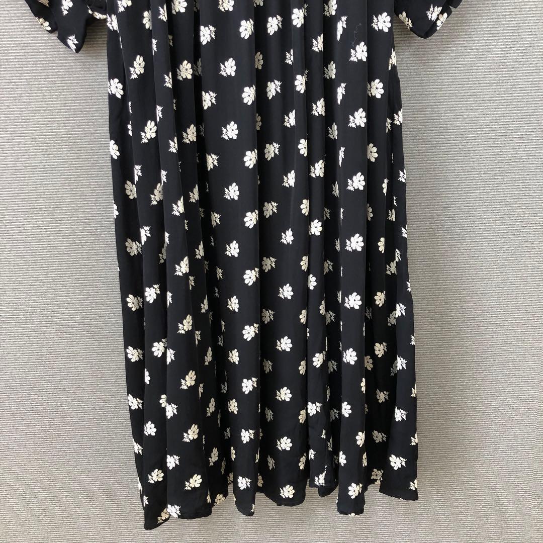 ne Quittez pas フラワープリント パネルドレス M ブラック