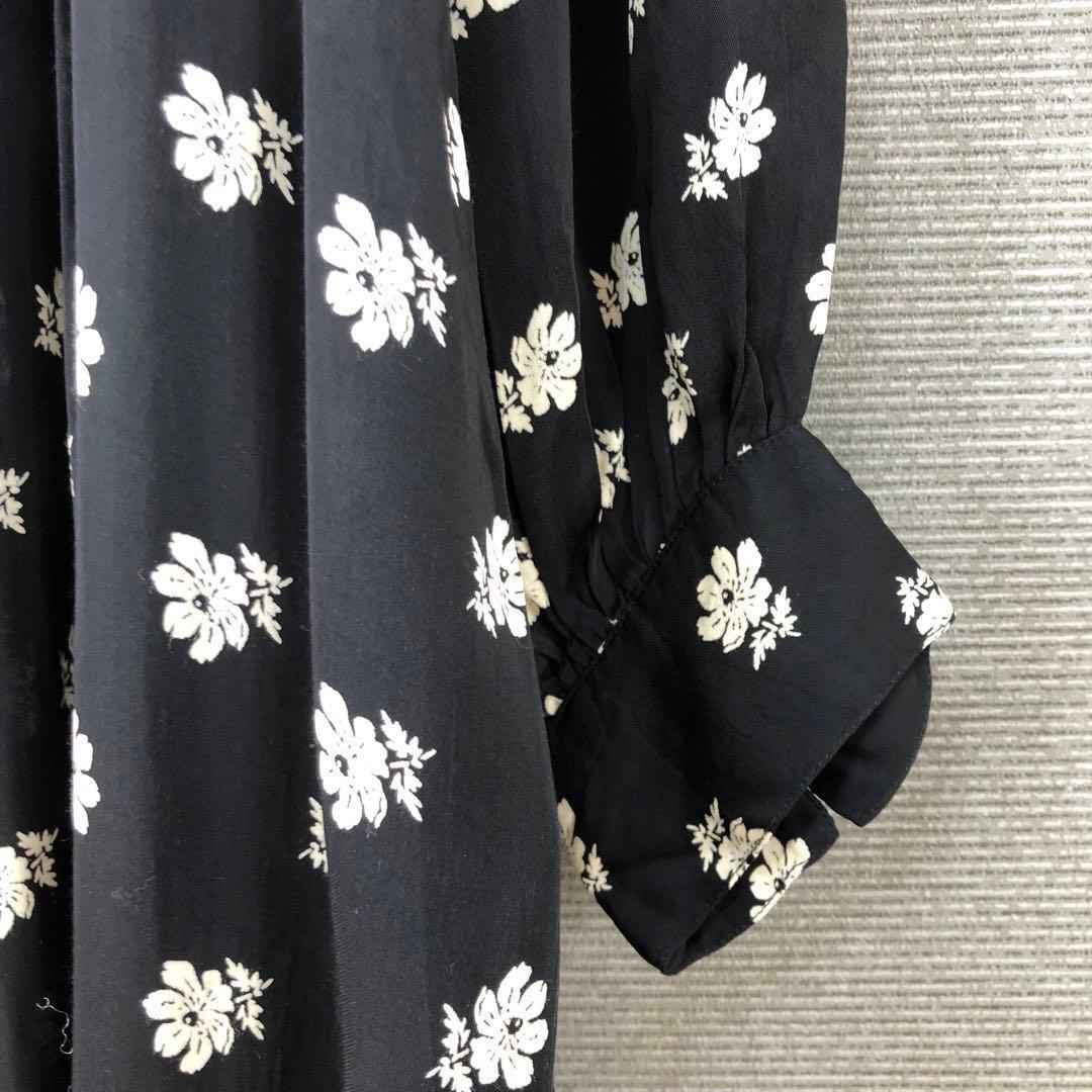 ne Quittez pas フラワープリント パネルドレス M ブラック