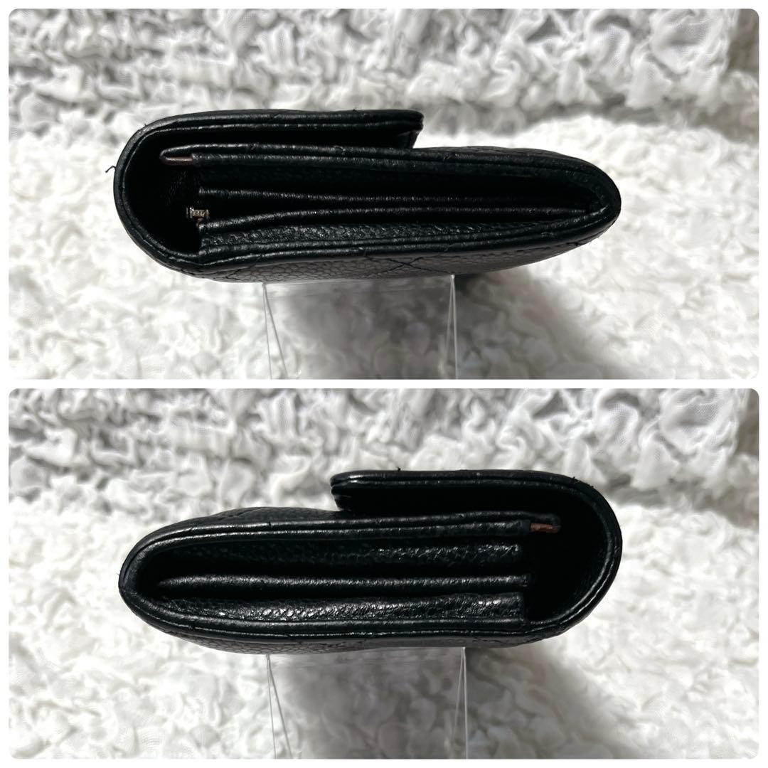 CHANEL キャビアスキン　マトラッセ　レザー 長財布 ギャランティカード