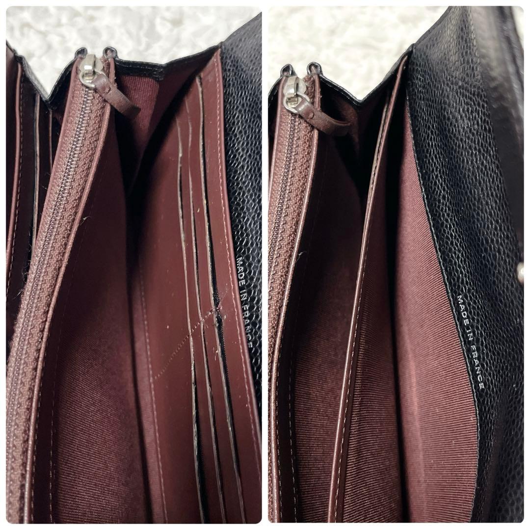 CHANEL キャビアスキン　マトラッセ　レザー 長財布 ギャランティカード