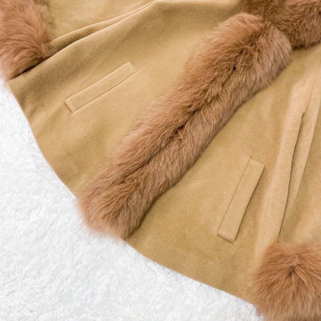 極美品 ダイアグラム アンゴラファーコート ポンチョ フォックスファー キャメル