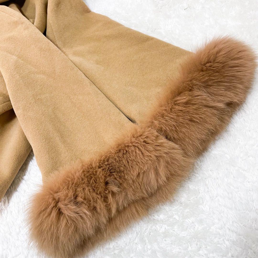 極美品 ダイアグラム アンゴラファーコート ポンチョ フォックスファー キャメル