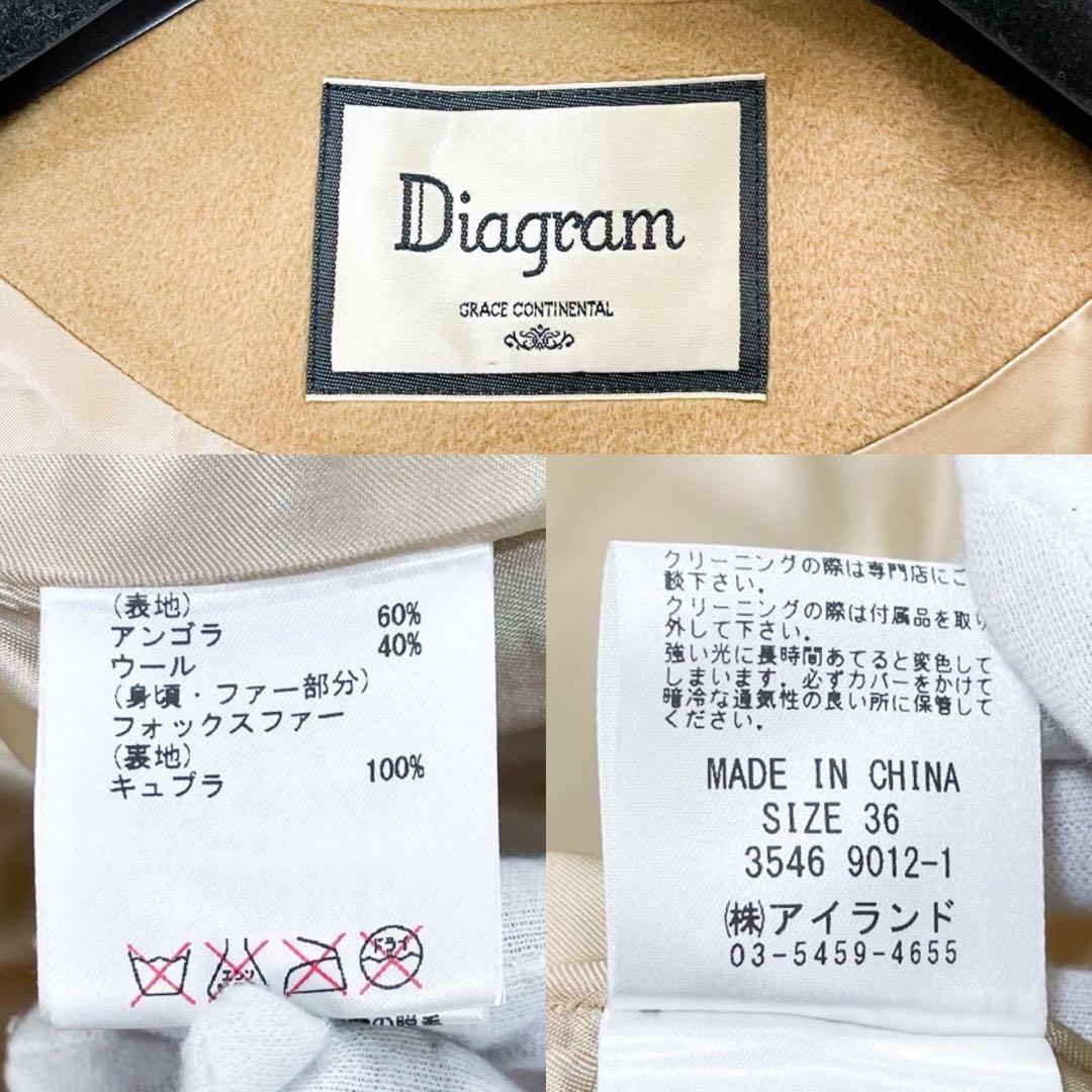 極美品 ダイアグラム アンゴラファーコート ポンチョ フォックスファー キャメル