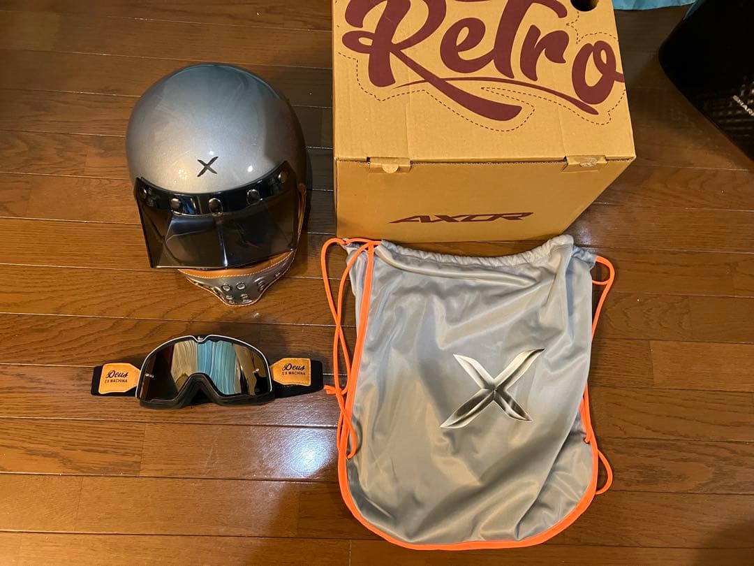 【超美品】アクサー製レトロ モトX フルフェイスヘルメット XLサイズ