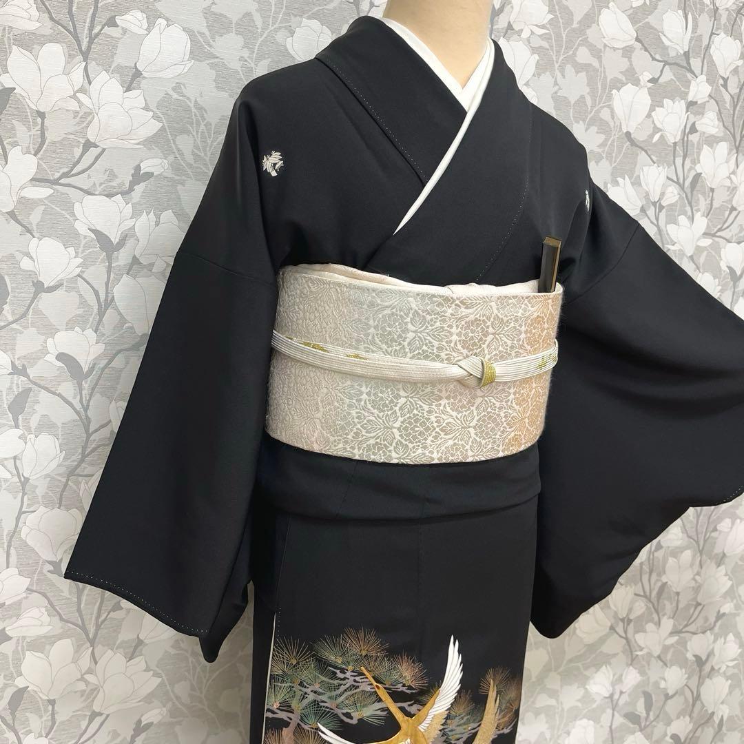 正絹 江戸褄 作家物 飛鶴に松 黒留袖