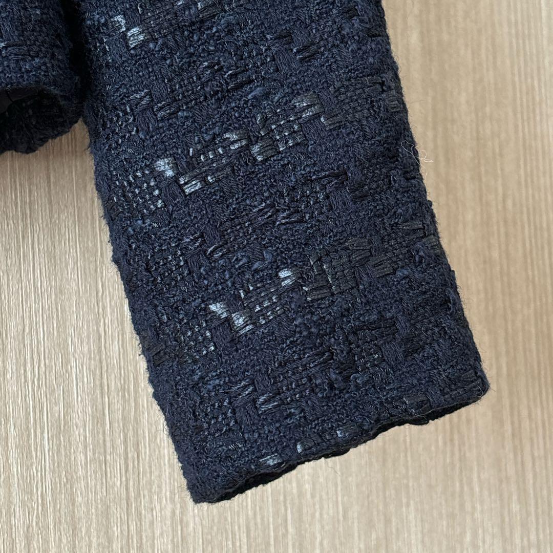 【1234】アナイ　テープヤーンツイードクルージャケット　濃紺　フォーマル　38