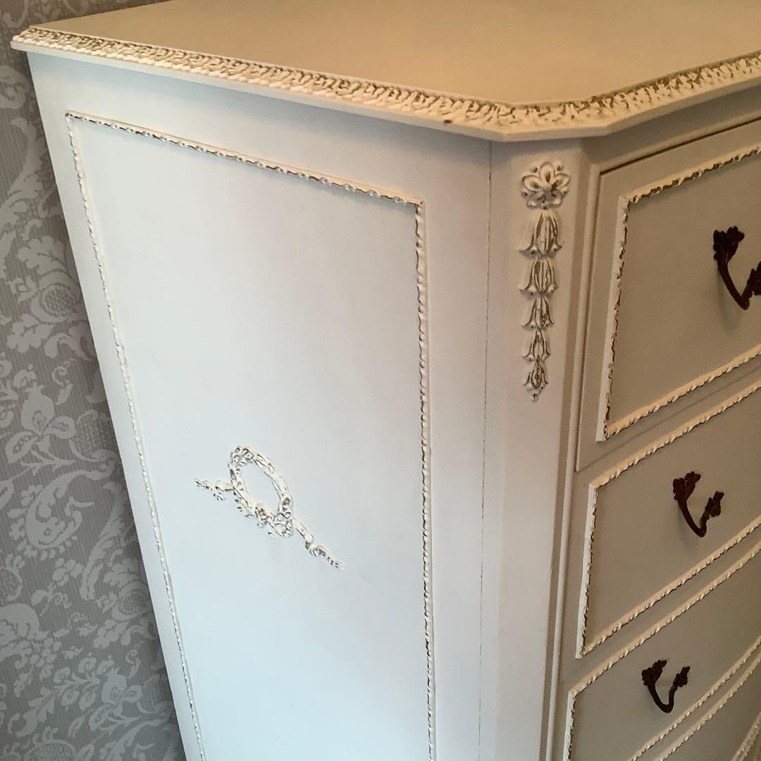 フランスアンティーク　ホワイトペイントのチェスト タンス