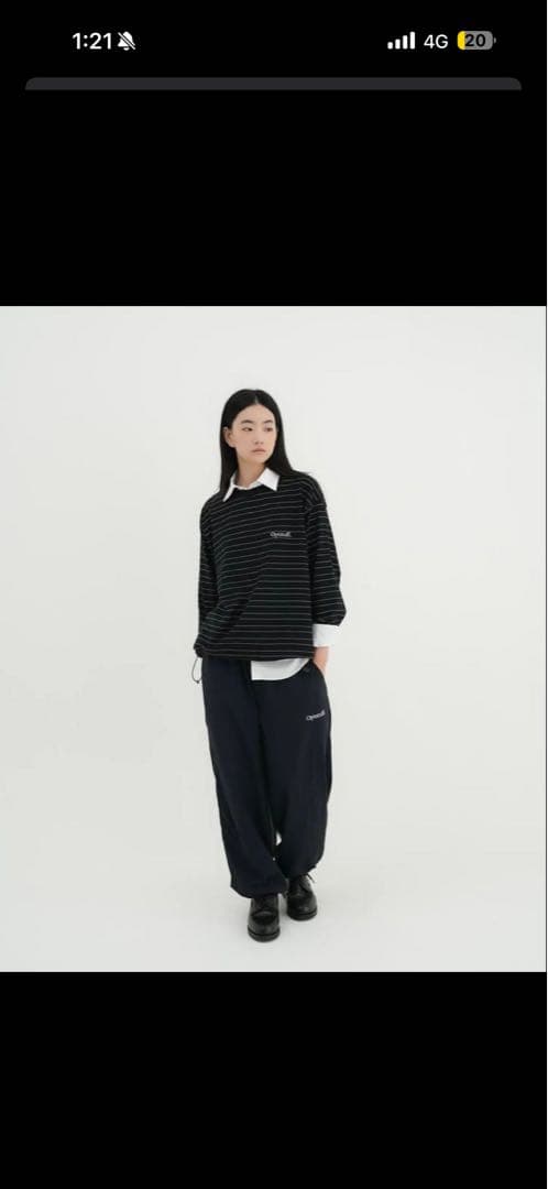 トップス OPTSTUFF DRAWSTRING BORDER LONG SLEEVET
