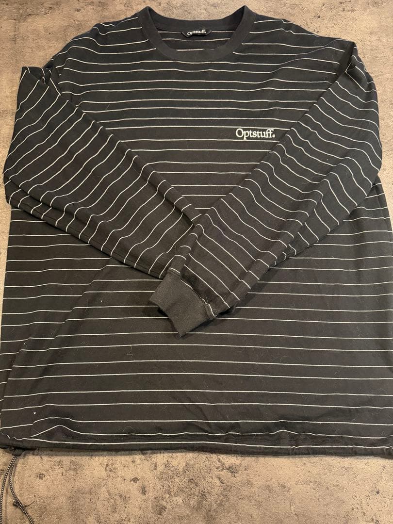 トップス OPTSTUFF DRAWSTRING BORDER LONG SLEEVET