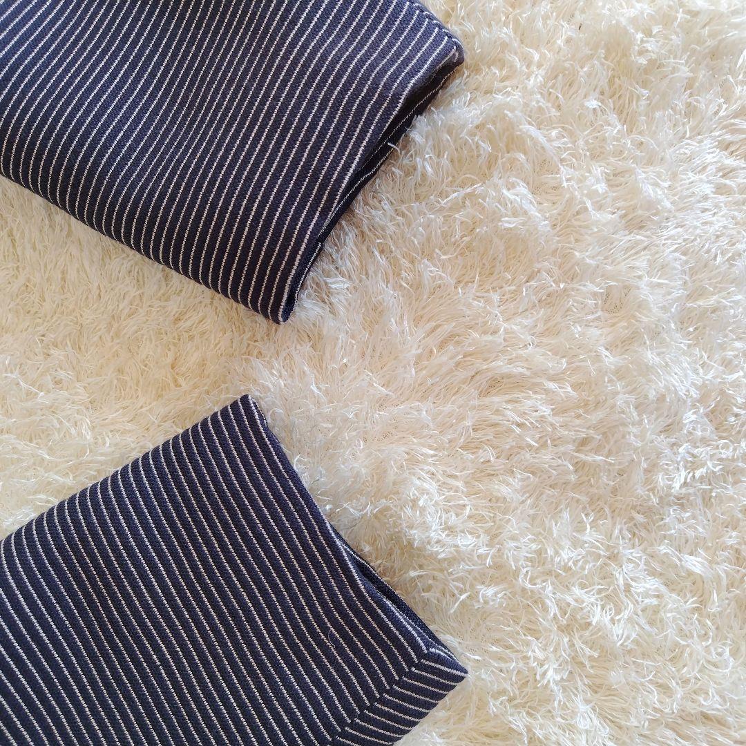 CHANALシャネルジャケット ストライプ柄 シャネルロゴ入りボタン付き