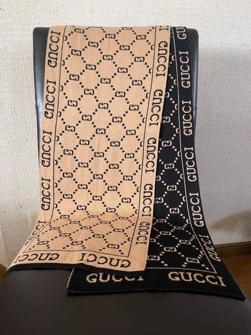 【GUCCIマフラー】リバーシブルマフラー