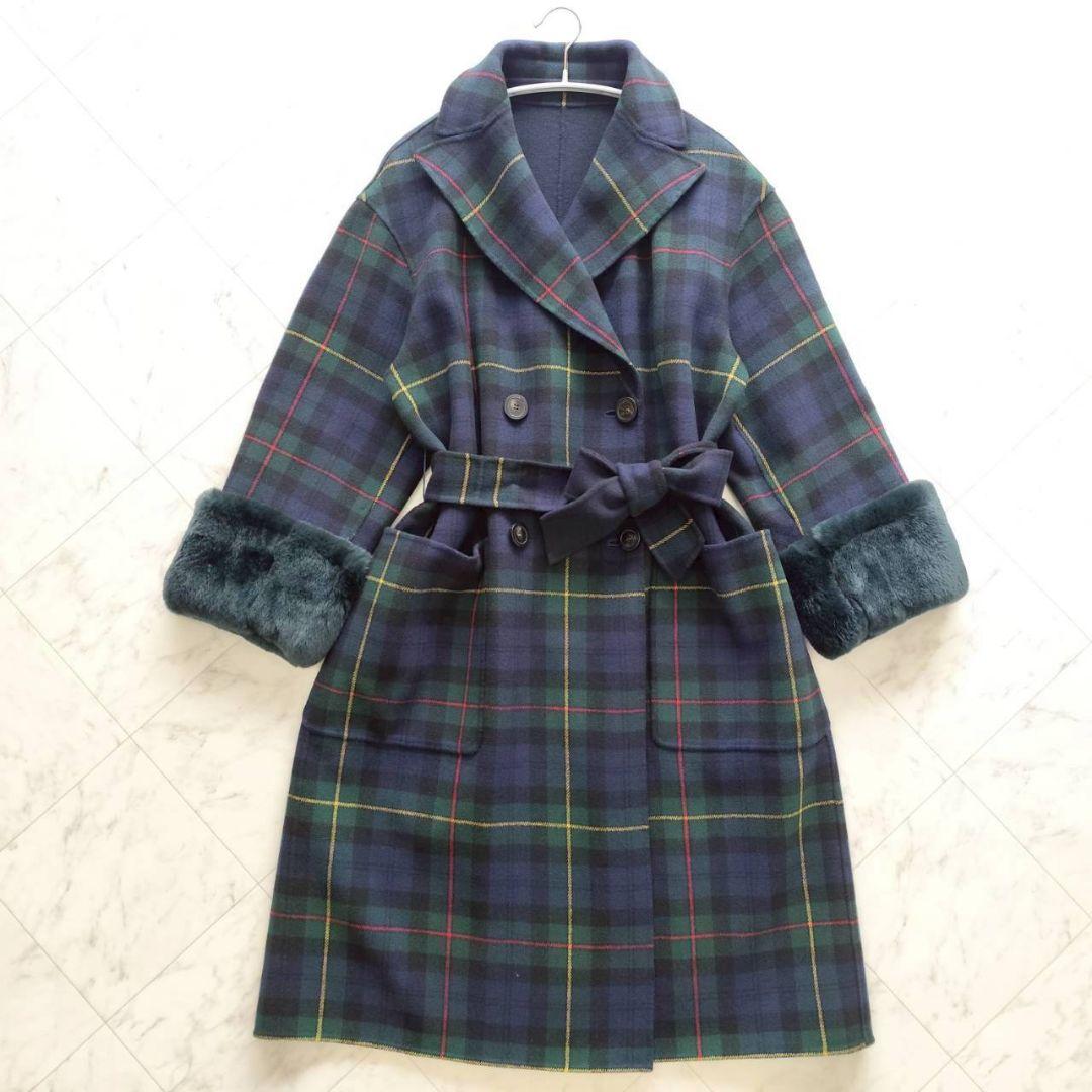 Max mara クチートアマーノ リバーシブル チェック ロング コート