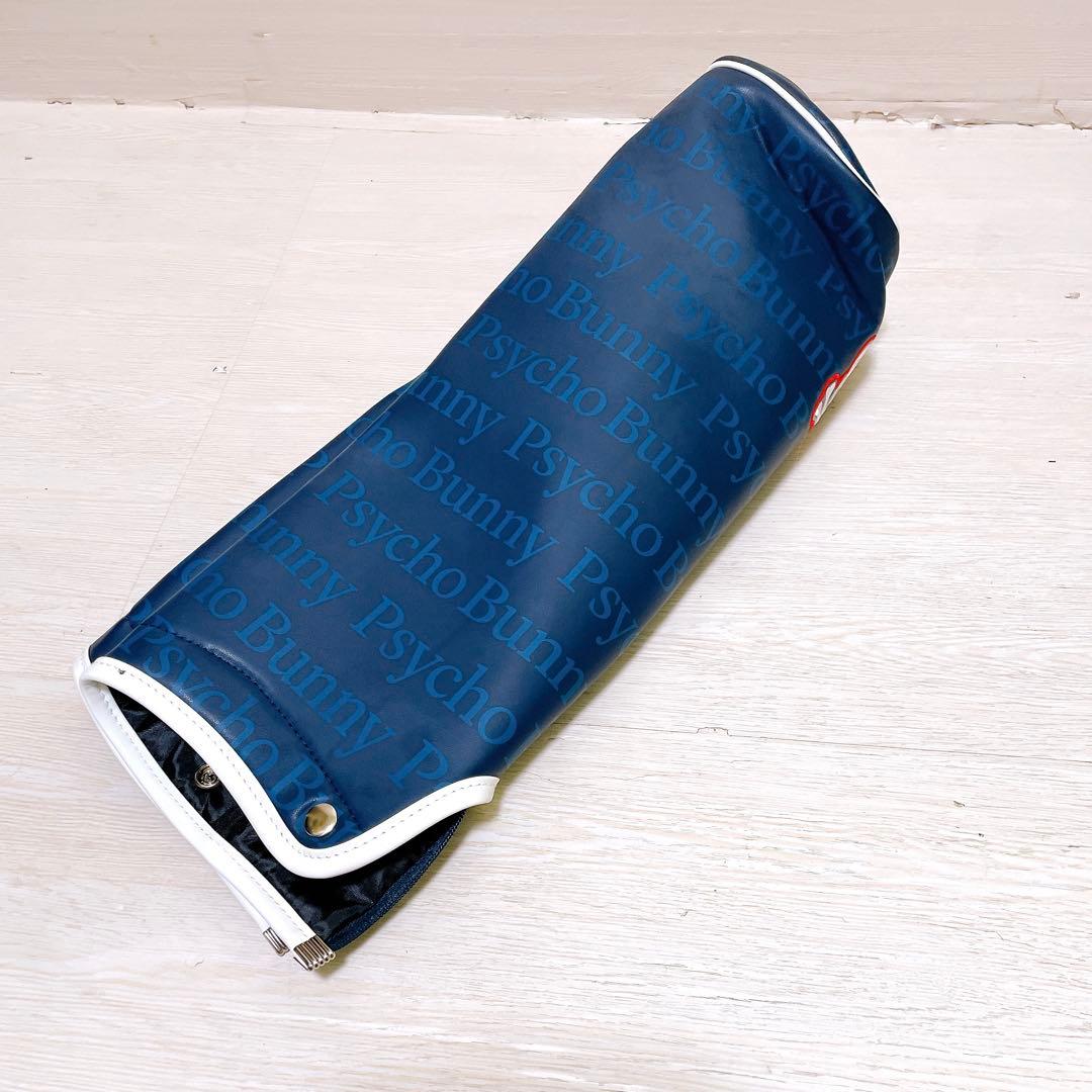 良品 PSYCHO BUNNYサイコバニー キャディバッグ 9.5型 総柄 紺