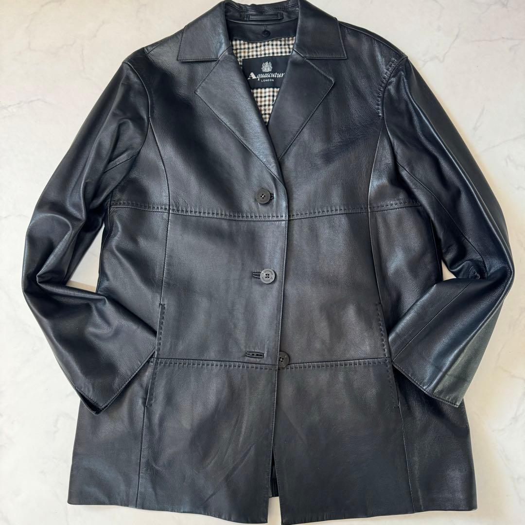 ✨極美品✨アクアスキュータム ラムレザー コート 中綿キルティングライナー L