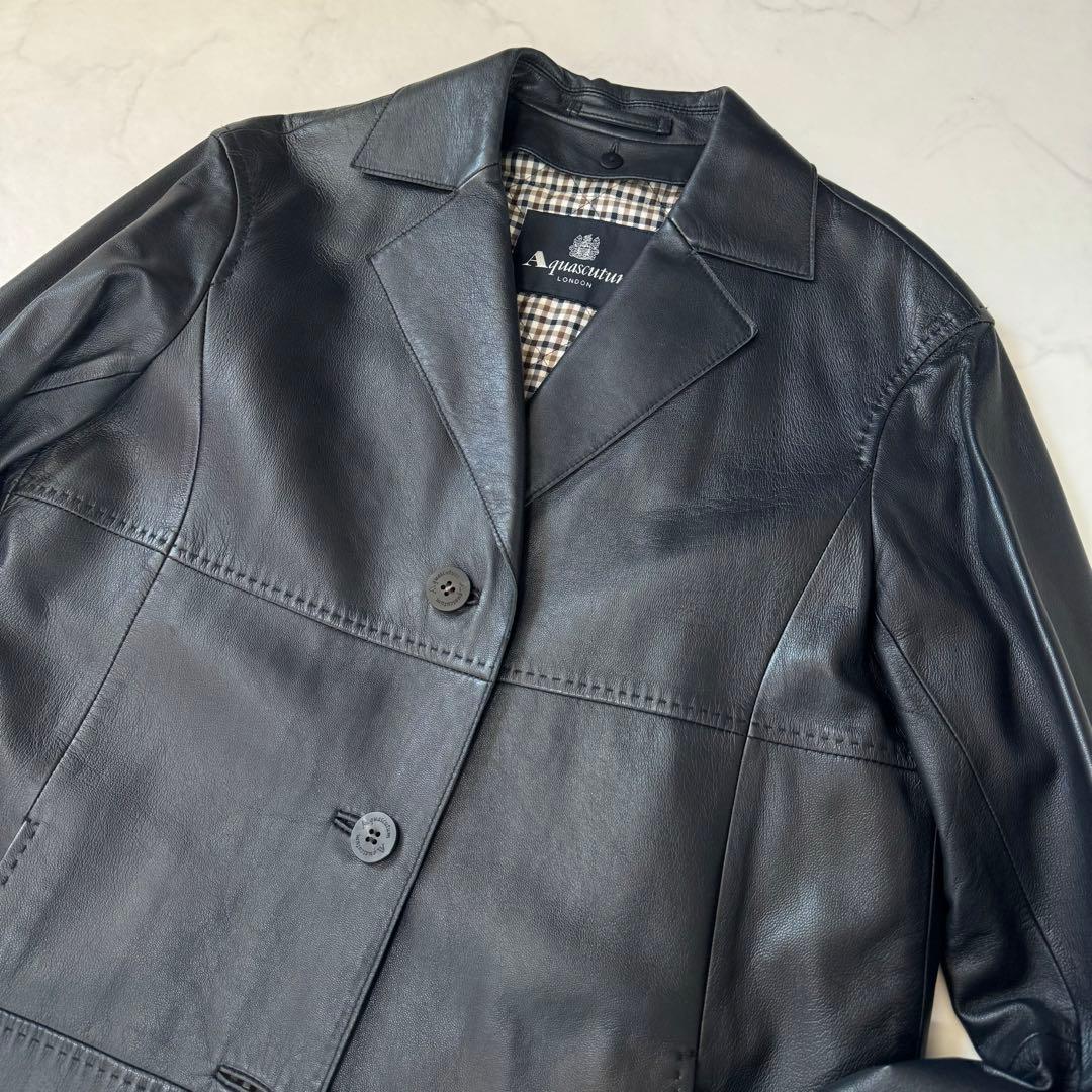 ✨極美品✨アクアスキュータム ラムレザー コート 中綿キルティングライナー L